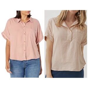 Bundle Set of 2 Oversized Boxy Shirts Tops Size Medium & Large